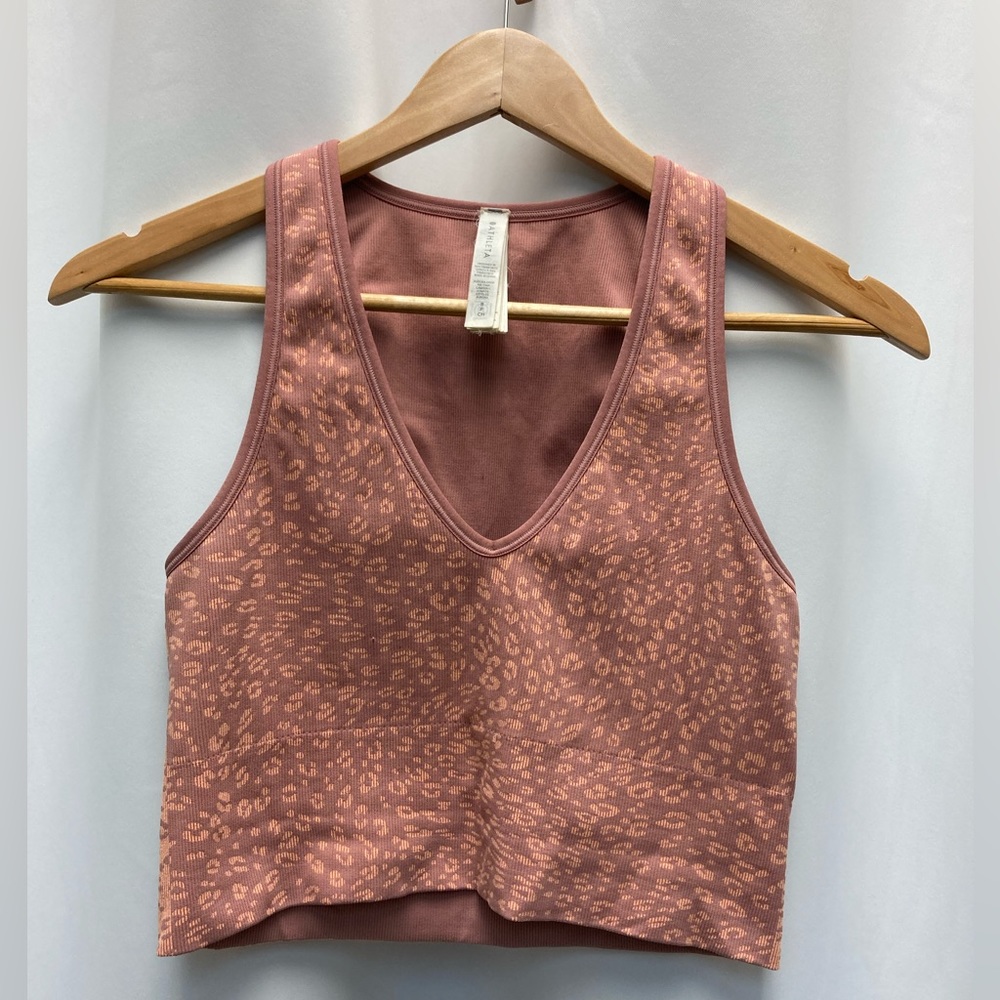 Athleta Aurora Seamless Crop Rib Tank Leopard